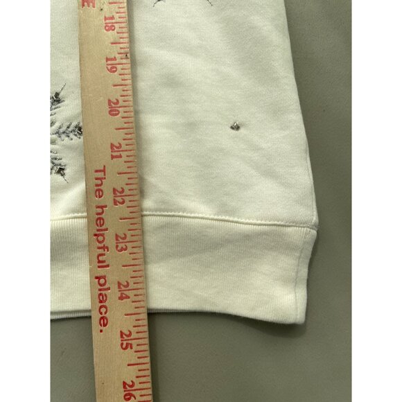 Talbots Embroidered Snowflake Crewneck Sweatshirt Women Small Ivory Cotton Blend - Picture 6 of 8